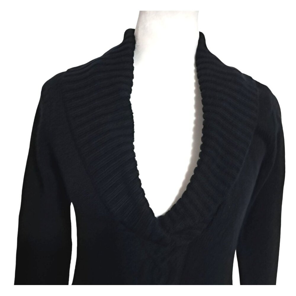 Old Navy Black Cable Knit Sweater Dress With Cowl Neck & Long Sleeves Size Small - Picture 4 of 11